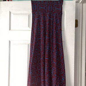 LuLaRoe Women's Blue and Maroon Floral Long Skirt